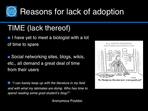 Reasons for lack of adoption–Time